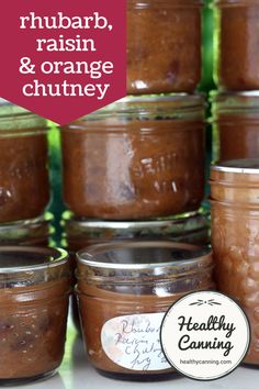 jars of rhubarb, raisin and orange chutney