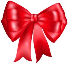 a large red bow on top of a white background with clippings to the side