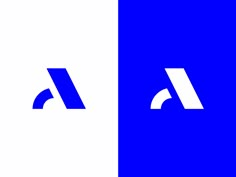 two logos that are blue and white, one has the letter a in it's center