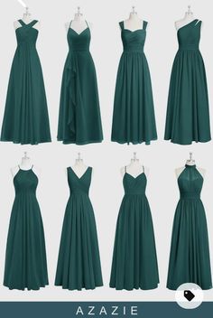 the different styles of bridesmaid dresses on display in front of a white background