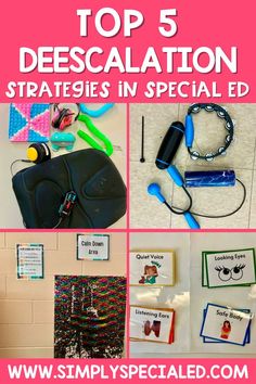 the top 5 descalation strategies in special ed with pictures and text