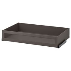 a gray tray with two compartments on the bottom and one drawer open to show it's contents