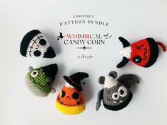 crochet patterns for halloween candy candies and candy corns are arranged in a circle