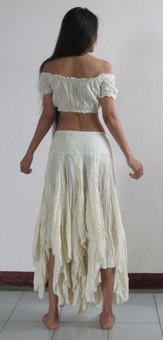 WEDDING GYPSY/HIPPY Ethnic white or cream pixies 500" circle hippy dancing skirt belly dancing