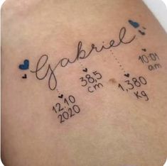 a tattoo with the name and date on it