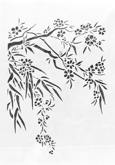 a black and white drawing of branches with berries