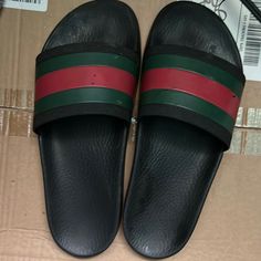 Gucci Slides Size 42 (Us 9) Good But Not Great Condition Perfect For Lounging Or Vacations Gucci Slides, Gucci Black, Gucci Shoes, Flip Flop Sandals, Me Too Shoes, Flip Flops, Shoes Sandals, Slides, Men's Shoes