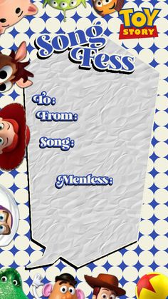 a poster with many cartoon characters on it's back side and the words, song press