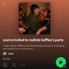 an image of people dancing at a party with the caption you're invited to rdrick heftey's party