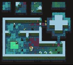 an old pixel style map with several different locations and shapes, including the area where you can