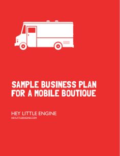 a white truck on a red background with the words sample business plan for a mobile boutique