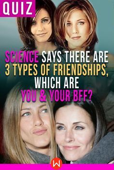 two women with their heads together and the words, science says there are 3 types of friends which are you & your beef?