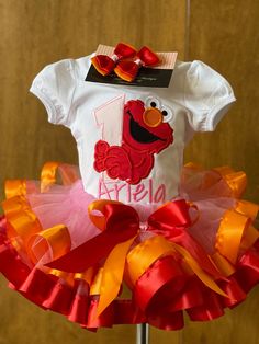 Street tutu outfit, Red Dress, Street Birthday Outfit | The Tutu Princess Elmo Tutu Birthday Outfit, Sesame Street First Birthday Girl, Simba Embroidery, Sesame Street Birthday Outfit, Street Birthday Outfit, Baby Birthday Party Outfit, Elmo Party Decorations