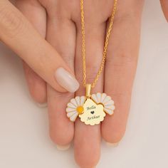 "14K Gold Personalized Daisy Name Necklace (Dainty Custom Daisy Pendant, Monogram Jewelry) is perfect gifts for her, a girlfriend, women, a mom, a sister, or your wife on Christmas, birthday. Materials: 925K Sterling Silver Style: Minimalist Chain style: Cable Chain length: from \"12 (+2\" Extender) to \"22 +2\" Extender) -  (+2\" extender for each product to help if you want to adjust)  Finish: Gold OTHER INFORMATION MATERIAL - We produce our jewelry with High-Quality 925K Sterling Silver   fro Personalized White Necklace For Personalized Gift, White Necklace For Anniversary Gift, White Name Necklace For Valentine's Day, White Name Necklaces For Valentine's Day, Gift Jewelry With Name In White, Mother's Day Anniversary Jewelry With Hallmarks, White Jewelry With Birth Flower For Valentine's Day, Flower Pendant Jewelry For Mother's Day Anniversary, White Jewelry For Anniversary Gift