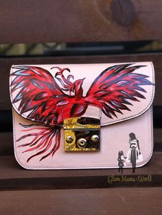 Unique, handpainted phoenix small bag, 18x13x8 cm, professional paints - waterproof, do not peel off, non-sticky Artistic Hand Painted Shoulder Bag For Gift, Artistic Hand Painted Shoulder Bag Gift, Hand Painted Crossbody Bag For Gifts, Red Hand Painted Bags, Small Women, Women Bag, Small Bag, Bulgaria, Purses And Handbags