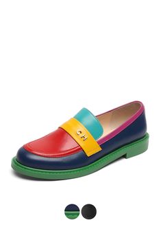 Multicolor Leather Shoes With Round Toe For Business, Multicolor Leather Business Shoes With Round Toe, Office Loafers With Rubber Heel Cap And Round Toe, Multicolor Loafers With Rubber Sole And Round Toe, Spring Calf Leather Loafers With Round Toe, Multicolor Leather Loafers For Formal Occasions, Multicolor Leather Formal Loafers, Slip-on Patent Leather Oxfords With Round Toe, Slip-on Loafers With Contrast Sole And Round Toe