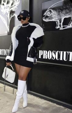 Model Birthday Outfit, Doc Martens Outfit Club, Boujee Birthday Outfits Winter, Bougie Outfits Winter, Bad Boujee Outfits, Macy Vaughn Outfits, Winter Fashion Outfits Baddie, Black Women Luxury Outfits, Black Women Fashion Streetwear