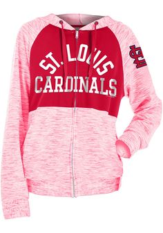 St Louis Cardinals Womens Red Novelty Space Dye Contrast Long Sleeve Full Zip Jacket - 88882969 Red Sports Outerwear With Zipper Closure, Red Hooded Cotton Track Jacket, Red Cotton Hooded Track Jacket, Red Hooded Track Jacket For College, Collegiate Red Hooded Outerwear, Stl Cardinals, St Louis Cardinals, How To Show Love, Cricut Ideas