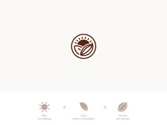 the logo for an organic food company, with leaves and sun in the center on white background