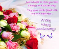 a bouquet of roses on a white background with the words happy anniversary