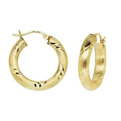 These Classy Hoop Earrings Are Crafted In 14k Yellow Gold. These Hoops Feature A Textured Diamond-Cut Detailing Around The Hoops. Simply Elegant, These Hoop Earrings Are A Great Addition To Your Jewelry Collection. It Can Be Worn Every Day Or When You Want To Dress Up For A Night Out. They Weigh 3.6 Grams, Diameter Is 26mm(1.02"), Width 5.2mm (0.2"). Secured With A Hinged Snap Back Closure. Sku: Yger4897 Yellow Gold Diamond Cut Small Hoop Earrings, 14k Yellow Gold Diamond Cut Hoop Earrings, Diamond Cut Gold Plated Hoop Earrings For Anniversary, Small Hoop Earrings In Yellow Gold With Diamond Cut, Small Yellow Gold Hoop Earrings With Diamond Cut, 14k Yellow Gold Hoop Earrings For Anniversary, Small Diamond Cut Yellow Gold Hoop Earrings, Yellow Gold Diamond Cut Hoop Earrings, Anniversary Gold-plated Diamond Cut Hoop Earrings