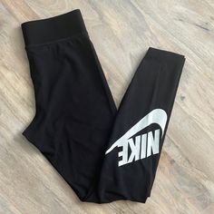 Brand New Never Worn Color: Black Size S Stretchy/ High Waisted 57% Cotton / 32% Polyester / 11% Spandex Nike Black Elastane Activewear, Nike High Stretch Black Bottoms, Nike High Stretch Black Leggings, Black Stretch Nike Tights, Nike Black Yoga Leggings, High Stretch Nike Black Leggings, Nike Black Stretch Tights, High Stretch Black Nike Leggings, Fitted Nike Black Tights