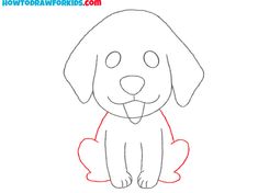 how to draw a dog sitting down step by step drawing for kids and beginners