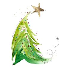 Holiday Cheers by Patricia Pinto-VARPDX13701C Image 1 Watercolor Christmas Tree, Christmas Card Art, Christmas Tree Painting, Watercolor Christmas Cards, Watercolor Christmas, Watercolor Trees, Green Watercolor, Table Of Contents, Noel Christmas