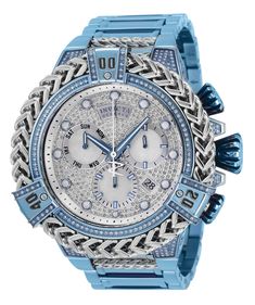 This eye-catching Invicta watch from the Reserve collection is powered by a Quartz movement, 2.2638 carats of genuine diamonds, and a solid light blue, steel case. Its face is decorated by a silver, white metal, pave, mother of pearl, oyster dial, and protected by a sturdy Flame Fusion Crystal. A light blue, silver stainless steel band completes this timepiece that can resist water for up to 200m.The exceptional taste and distinguished palette of the connoisseur will discover timeless pleasure w Erica Mena, Pearl Oyster, Dark Goddess, Steel Light, Diamond Watches For Men, Best Watches For Men, Invicta Watches, Blue Steel, 200m