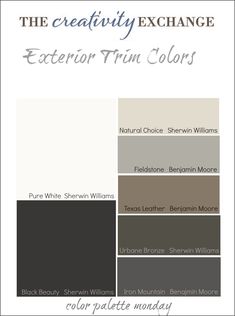 the creativity exchange color scheme for interior trim colors, including gray and white paint palettes