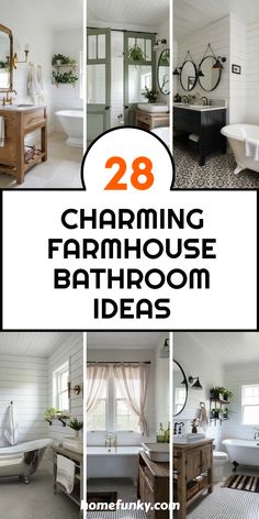 28 modern farmhouse bathroom ideas to help you refresh your space and create that cozy, inviting atmosphere you've always wanted! From farmhouse sinks to sleek accents, this list has a variety to inspire both complete renovations and much simpler updates. Discover the charm of natural materials, earthy colors, and durability that eggcrate floors and rustic vanities can offer. Transform your bathroom into a relaxing retreat that combines functionality with stylish farmhouse design that fits every taste! Farm Style Bathrooms, Modern Farmhouse Bathroom Ideas, Vintage Farmhouse Bathroom, Farmhouse Bathrooms, Bathroom Decor Pictures, Fixer Upper Bathroom, Decor Makeover, Farmhouse Bathroom Ideas, Farmhouse Bathroom Design