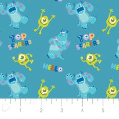 a ruler with monsters on it and the words top stars are in blue, green, yellow and pink