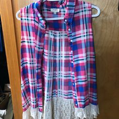 Women’s Size Medium Umgee Shirt With Buttons Down The Front And Lace Around The Bottom! Never Worn! Shirt With Buttons, Umgee Tops, Recycle Clothes, Branded Shirts, Gift Shop, Pink Blue, Top Blouse, Blouses, Color Blue