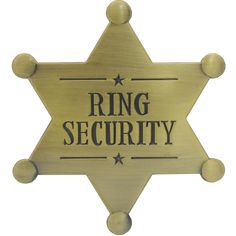 a gold police badge with the word ring security on it's front and sides