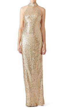 MACloth High Neck Sequin Long Prom Dress Gold Formal Evening Gown Bridesmaid Dress Wedding Dresses For Petite Women, Evening Gowns Gold, Prom Dress Gold, High Neck Gown, Petite Wedding Dress, Gown Bridesmaid, Dress For Petite Women, Formal Evening Gown, Custom Bridesmaid Dress