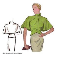 a drawing of a woman in a green shirt and skirt