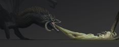 ArtStation - Black Dragon Alexander Ostrowski, Black Scales, Yellow Green Eyes, Dragon Breath, Black Dragons, Dragon Horns, Dark Water