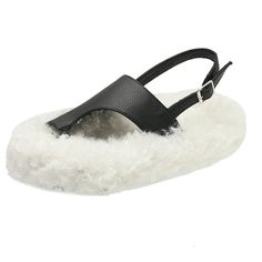 Fashion Women's Clothing, Shoes & Accessories | Vestes Novas Winter Sandals With Faux Fur Lining And Round Toe, Casual Shearling Sandals For Winter, Winter Shearling Sandals With Round Toe, Casual Closed Toe Sandals For Winter, Faux Fur Fashion, Roman Sandals, Comfortable Heels, Fur Fashion, Winter Shoes