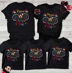 Disney World Themed Birthday Party For Boys, Disney Birthday Shirt Ideas, Boy Disney Shirts, Disney World Birthday, Mickey Mouse Birthday Shirt, 5th Birthday Boys, Disney Birthday Shirt, Matching Family Shirt, Birthday Squad Shirts