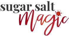 sugar salt magic logo with the words sugar salt magic written in black and red ink