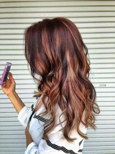 . Dimensional Brunette, Red Highlights, Hair Color And Cut, Fall Hair Color, Hair Envy, Great Hair, Hair Skin, Beach Waves, Hair Dos