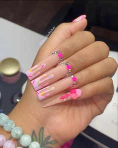 @Klassifiedbykay on insta 🫶🏽 Drippy Nails, Nails 23, Birthday Nail, Best Press On Nails, Nail Business, Girly Acrylic, Acrylic Toe Nails, Diy Acrylic Nails