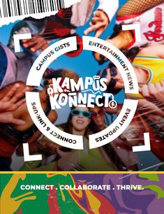 an advertisement for the kompus konect festival with people in colorful outfits