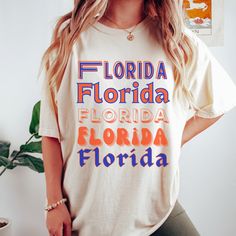 Comfort Colors Trendy Oversized Tshirt--perfect for a FL baseball gameday or to represent your love for the Sunshine State.  DETAILS * Comfort Colors Brand  * 100% Cotton * Design is printed using DTG technology which uses high-quality water-based inks that are printed directly into the fabric. SIZING * Runs true-to-size for unisex shirt * If you're going for a more fitted look, we suggest to size down. If you would like a more oversized look, we recommend sizing up 1 or 3 sizes. * A size charts in provided in the listing. Please always check your size before placing your order. COLOR/IMAGE DISCLAIMER *Mock ups are used for demonstration purposes only, and the final product may vary slightly in color and placement due to printing and computer monitors. CARE INSTRUCTIONS * Machine wash cold Uf Football, Uf Gator, Florida Tshirt, Florida Football, Tailgate Shirt, Texas Football, Screen Printed Tshirts, College T Shirts, Sunshine State