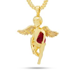 Holding the heart and future in its arms, the Angel features a wonderful, 3D rendition of an iconic street wear angel. Each pendant uses AAA, CZ stones to add some pop and shine to each pendant, while the 2.5mm, 20” stainless steel Franco chain maintains the perfect pairing for men. Diamond Cut Grillz, Cupid Necklace, Latest Jordans, Valentine Words, Chocolate Flowers, Key To My Heart, Black Mamba, The Angel, Red Stone