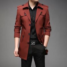 Lightweight Trench Coat, Mens Jackets Casual, Trench Coat Men, England Style, Long Trench, Casual Outerwear, Long Trench Coat, Urban Lifestyle, Trench Jacket