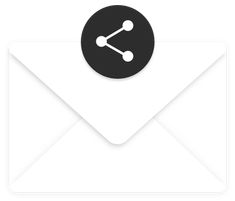 an open envelope with a black dot on the front and white dots in the back