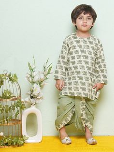 **Specifications : Please visit our brand store** https://www.etsy.com/in-en/shop/AJDezines?ref=seller-platform-mcnav Kurta : Animal Print Kurta made in cotton fabric with front button opening. Dhoti : Dhoti made in cotton fabric, detailed design printed on border with elasticated waist Specially handcrafted clothing for the perfect look and comfort for the festive season 2 Pc Set : 1 Kurta, 1 Dhoti Care: Gentle Handwash. Made in the auspicious color palette and crafted in soft cotton, this dhot Bollywood Style Kurta For Eid Rituals, Dabka Embellished Traditional Wear For Festivals, Block Print Sets For Puja And Navratri, Navratri Puja Sets With Block Print, Navratri Puja Block Print Sets, Diwali Kurta With Block Print In Traditional Drape, Diwali Block Print Kurta With Traditional Drape, Block Print Sets For Puja And Eid, Festive Block Print Sets For Puja