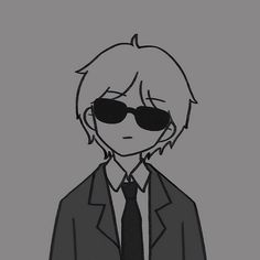 a drawing of a person wearing sunglasses and a suit