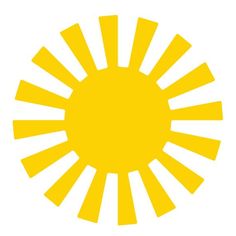 the sun is shown in yellow on a white background